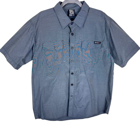 ENYCE Gray Collared Short Sleeve Graphic Casual Button Up Shirt Men's Size XL - Picture 1 of 5